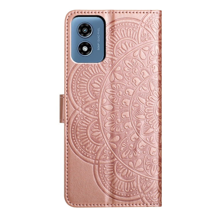 For Motorola Moto G Play 2024 Flower Embossed Leather Phone Case(Rose Gold)