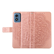 For Motorola Moto G Play 2024 Flower Embossed Leather Phone Case(Rose Gold)