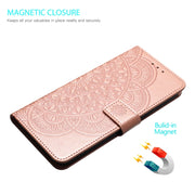 For Motorola Moto G Play 2024 Flower Embossed Leather Phone Case(Rose Gold)
