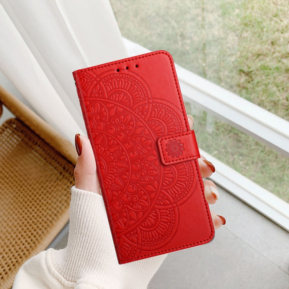 For Motorola Moto G Stylus 5G 2024 Flower Embossed Leather Phone Case(Red)
