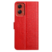For Motorola Moto G Stylus 5G 2024 Flower Embossed Leather Phone Case(Red)