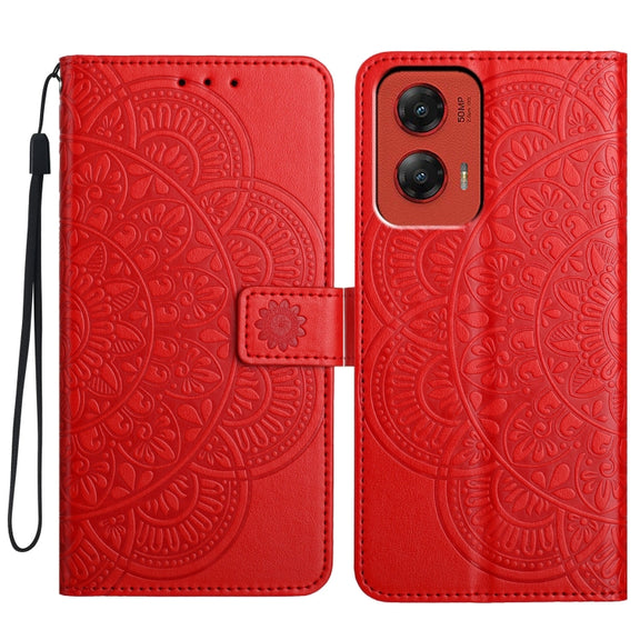 For Motorola Moto G Stylus 5G 2024 Flower Embossed Leather Phone Case(Red)