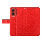 For Motorola Moto G Stylus 5G 2024 Flower Embossed Leather Phone Case(Red)