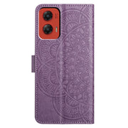 For Motorola Moto G Stylus 5G 2024 Flower Embossed Leather Phone Case(Purple)