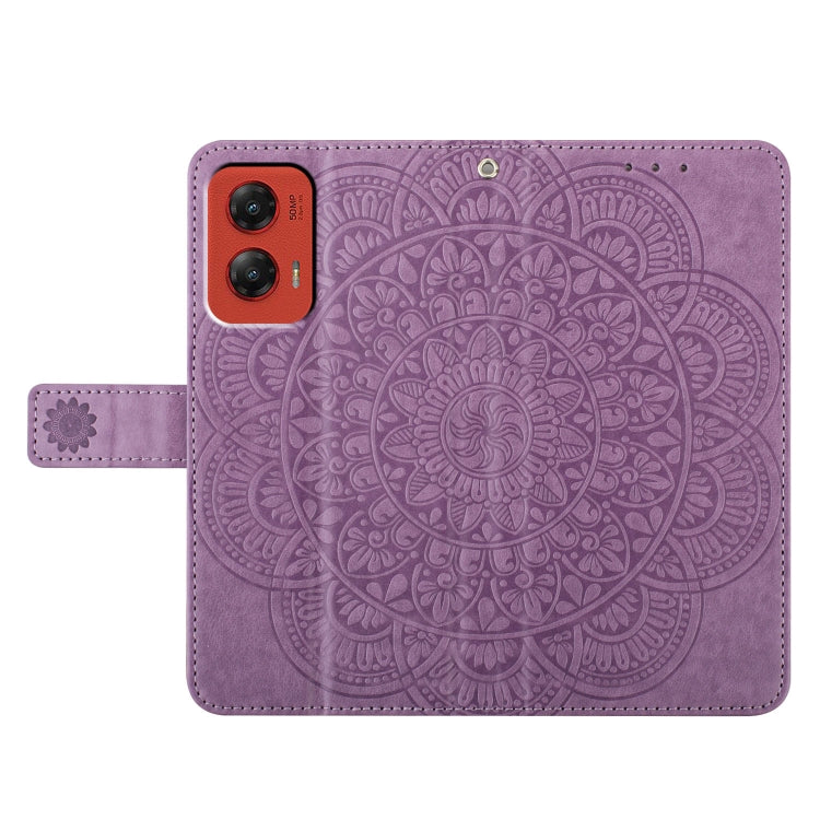 For Motorola Moto G Stylus 5G 2024 Flower Embossed Leather Phone Case(Purple)