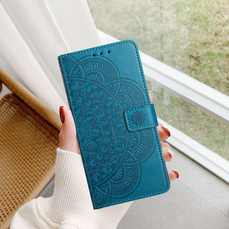 For Motorola Moto G Stylus 5G 2024 Flower Embossed Leather Phone Case(Blue)