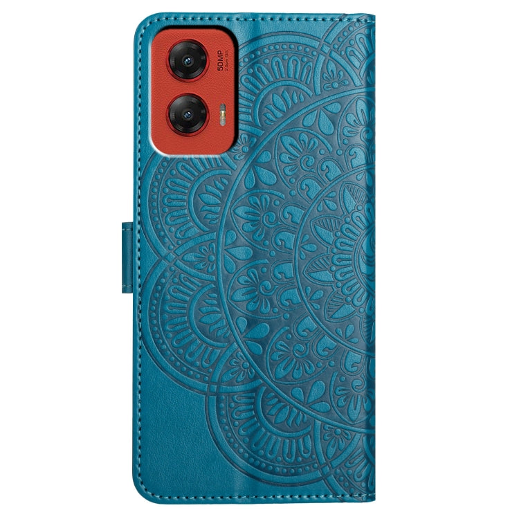 For Motorola Moto G Stylus 5G 2024 Flower Embossed Leather Phone Case(Blue)