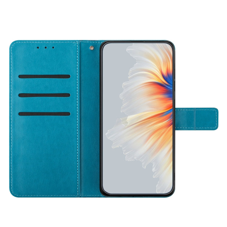 For Motorola Moto G Stylus 5G 2024 Flower Embossed Leather Phone Case(Blue)