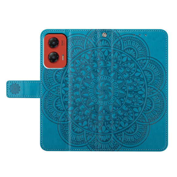 For Motorola Moto G Stylus 5G 2024 Flower Embossed Leather Phone Case(Blue)
