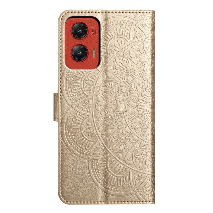 For Motorola Moto G Stylus 5G 2024 Flower Embossed Leather Phone Case(Gold)