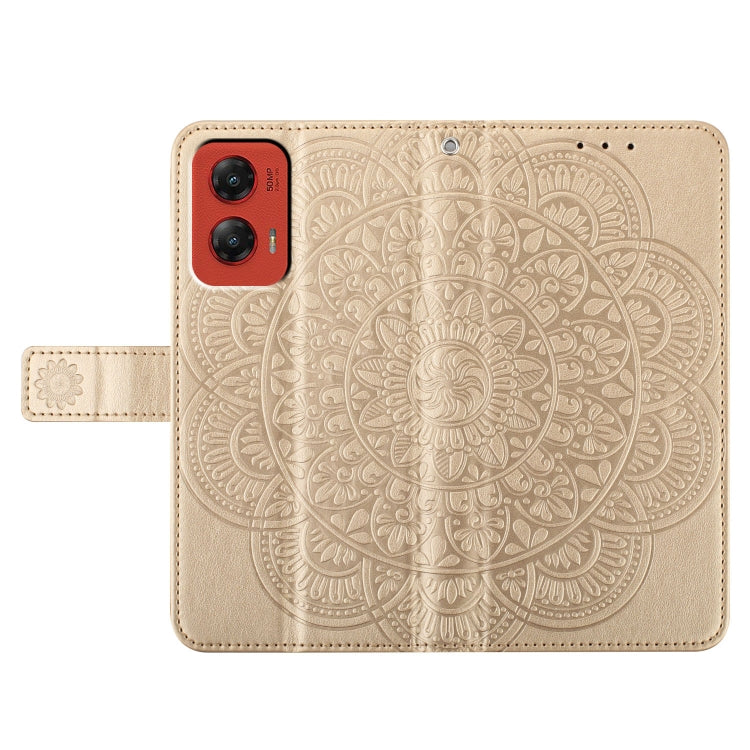 For Motorola Moto G Stylus 5G 2024 Flower Embossed Leather Phone Case(Gold)