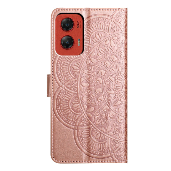 For Motorola Moto G Stylus 5G 2024 Flower Embossed Leather Phone Case(Rose Gold)