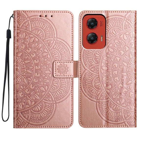 For Motorola Moto G Stylus 5G 2024 Flower Embossed Leather Phone Case(Rose Gold)