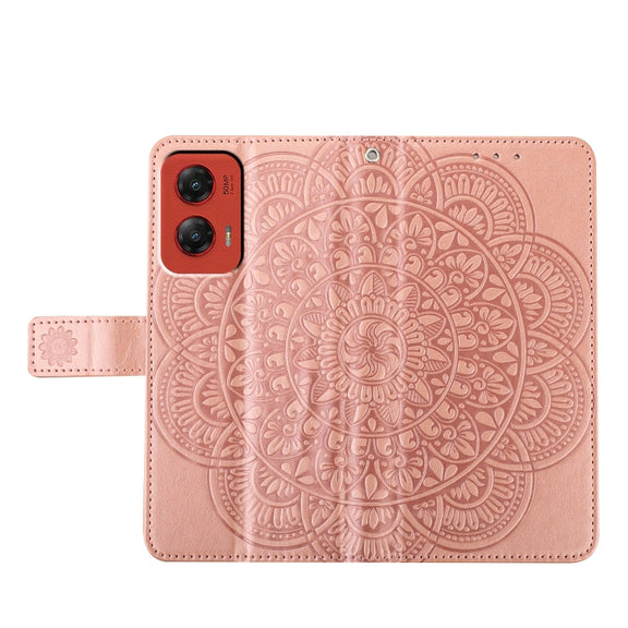 For Motorola Moto G Stylus 5G 2024 Flower Embossed Leather Phone Case(Rose Gold)