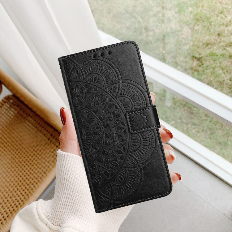 For Motorola Moto G Stylus 5G 2024 Flower Embossed Leather Phone Case(Black)