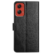 For Motorola Moto G Stylus 5G 2024 Flower Embossed Leather Phone Case(Black)