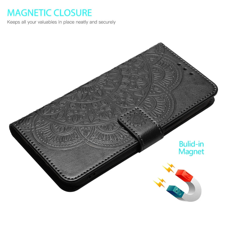 For Motorola Moto G Stylus 5G 2024 Flower Embossed Leather Phone Case(Black)