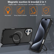 For iPhone 16 Skin Feel MagSafe Magnetic Holder Phone Case(Bronze Gold)