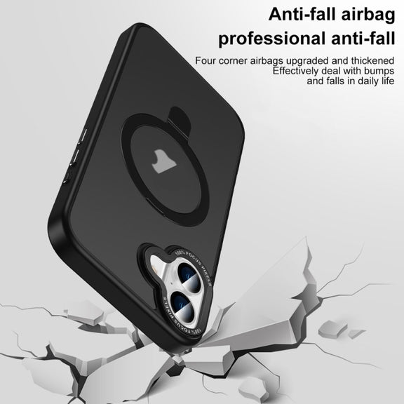 For iPhone 16 Pro Max Skin Feel MagSafe Magnetic Holder Phone Case(Transparent)