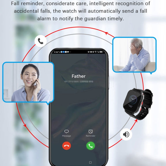 RF-V52-B 1.85 inch Screen GPS Smart Tracker WatchBand Support SOS Call / Wellness Tracking For North America / South America(Black)