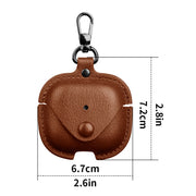 For AirPods 4 Business Leather Earphone Protective Case with Hook(Light Brown)