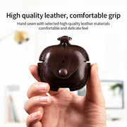 For AirPods 4 Business Leather Earphone Protective Case with Hook(Light Brown)