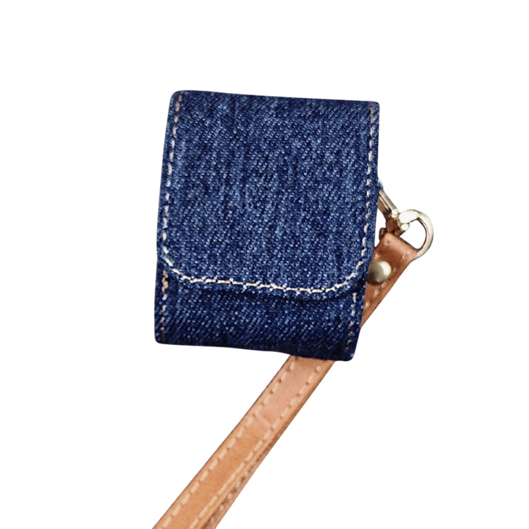 For AirPods 1 / 2 Cowboy Fabric Texture PU Headset Protective Bag(Dark Blue) - For AirPods 1/2 by PMC Jewellery | Online Shopping South Africa | PMC Jewellery | Buy Now Pay Later Mobicred