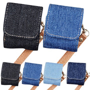 For AirPods 1 / 2 Cowboy Fabric Texture PU Headset Protective Bag(Light Blue)