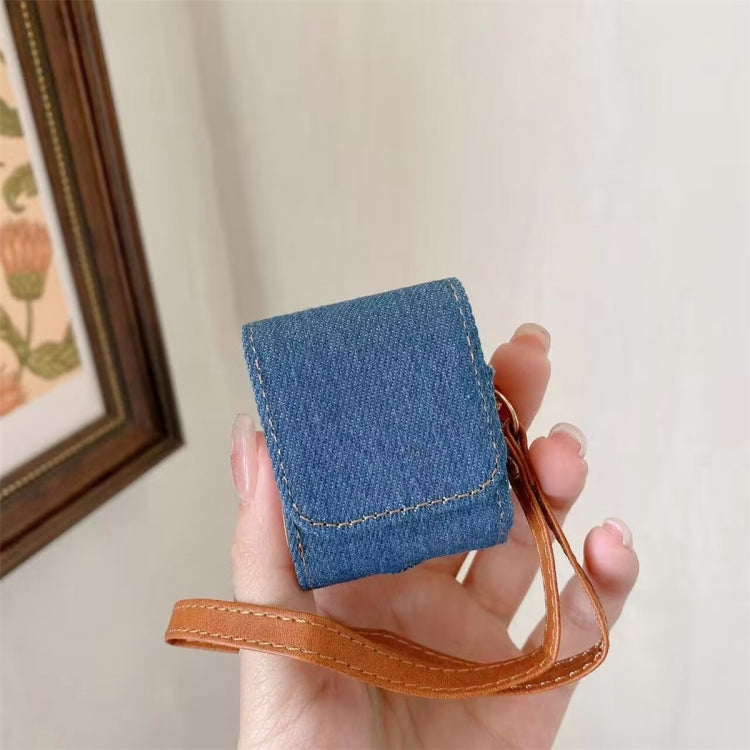 For AirPods 1 / 2 Cowboy Fabric Texture PU Headset Protective Bag(Black) - For AirPods 1/2 by PMC Jewellery | Online Shopping South Africa | PMC Jewellery | Buy Now Pay Later Mobicred