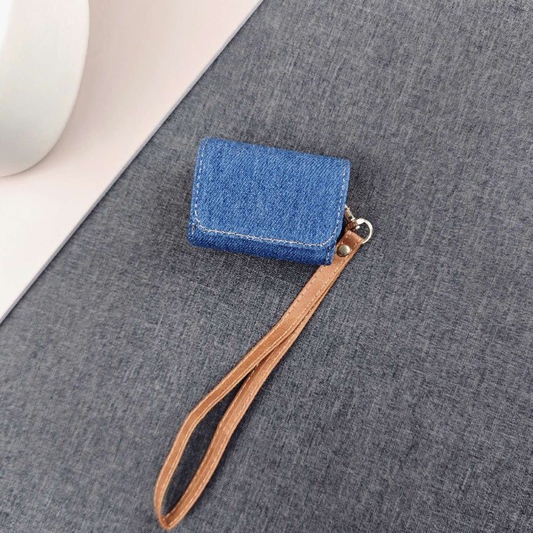 For AirPods Pro Cowboy Fabric Texture PU Headset Protective Bag(Blue)