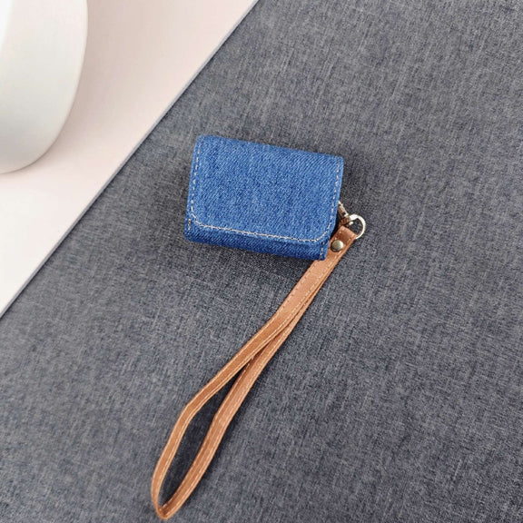 For AirPods 3 Cowboy Fabric Texture PU Headset Protective Bag(Blue)