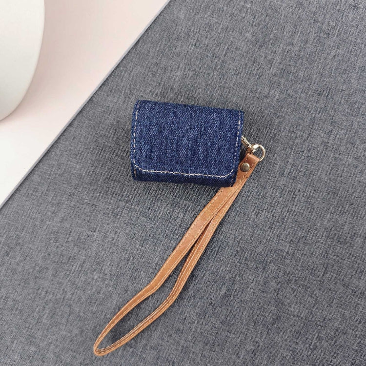 For AirPods 3 Cowboy Fabric Texture PU Headset Protective Bag(Dark Blue)