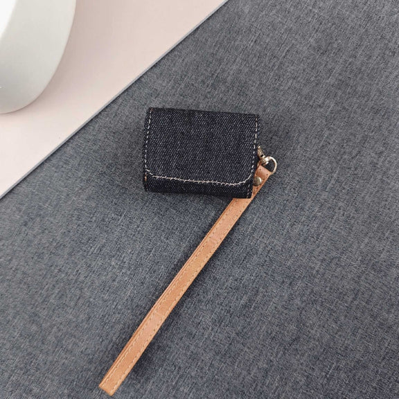 For AirPods Pro 2 Cowboy Fabric Texture PU Headset Protective Bag(Black)