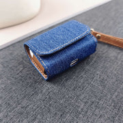 For AirPods Pro Cowboy Fabric Texture PU Headset Protective Bag(Light Blue)