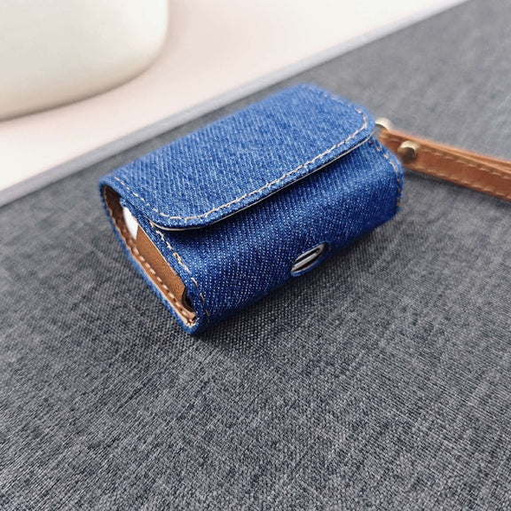 For AirPods Pro 2 Cowboy Fabric Texture PU Headset Protective Bag(Dark Blue)