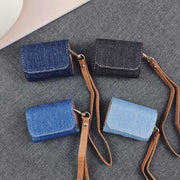 For AirPods 3 Cowboy Fabric Texture PU Headset Protective Bag(Dark Blue)
