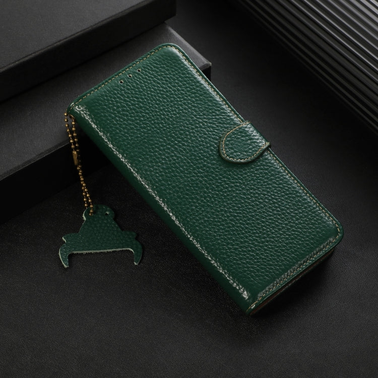 For Motorola Edge 50 Genuine Leather Litchi Texture RFID Leather Phone Case(Green)
