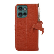 For Motorola Edge 50 Genuine Leather Litchi Texture RFID Leather Phone Case(Coffee)