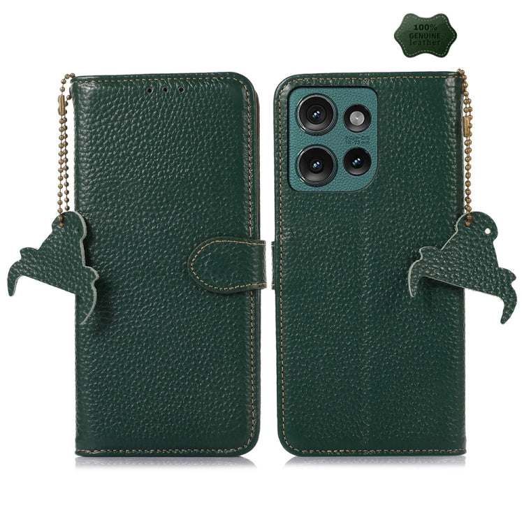 For Motorola Edge 50 Neo Genuine Leather Litchi Texture RFID Leather Phone Case(Green) - Motorola Cases by PMC TechLife | Online Shopping South Africa | PMC TechLife | Buy Now Pay Later Mobicred