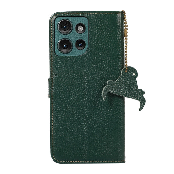 For Motorola Edge 50 Neo Genuine Leather Litchi Texture RFID Leather Phone Case(Green)