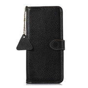 For Motorola Edge 50 Neo Genuine Leather Litchi Texture RFID Leather Phone Case(Black)