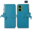 For Motorola Moto G35 Genuine Leather Litchi Texture RFID Leather Phone Case(Blue) - Motorola Cases by PMC TechLife | Online Shopping South Africa | PMC TechLife | Buy Now Pay Later Mobicred