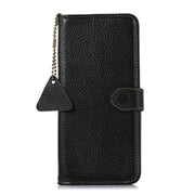 For Motorola Moto G35 Genuine Leather Litchi Texture RFID Leather Phone Case(Black)