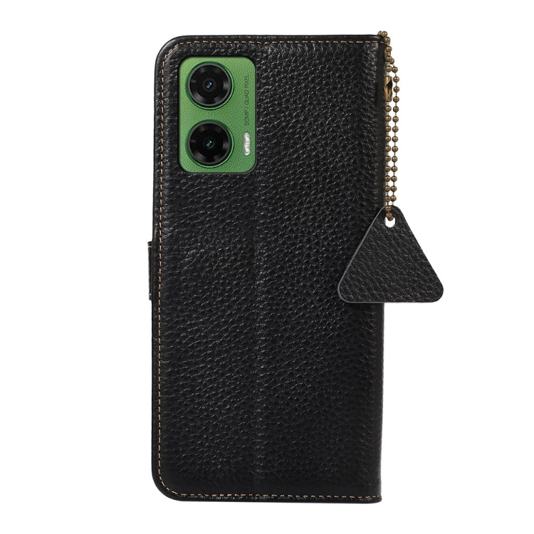 For Motorola Moto G35 Genuine Leather Litchi Texture RFID Leather Phone Case(Black) - free shipping - PMC TechLife - Order now!