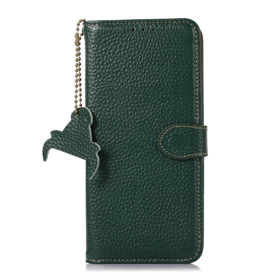For Motorola Moto G75 5G Genuine Leather Litchi Texture RFID Leather Phone Case(Green)