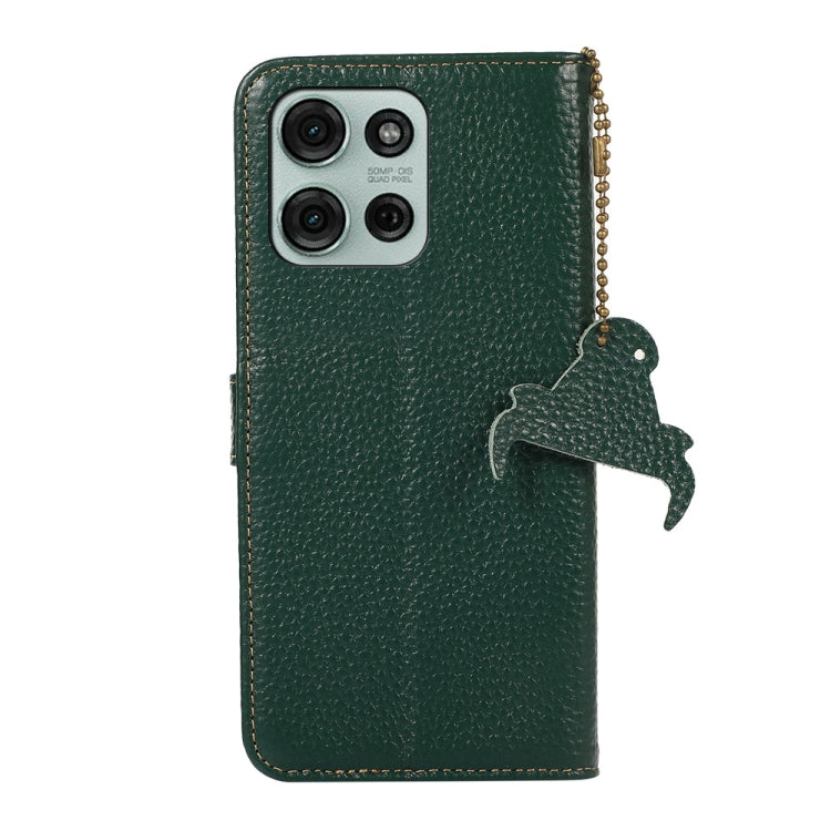 For Motorola Moto G75 5G Genuine Leather Litchi Texture RFID Leather Phone Case(Green) - Motorola Cases by PMC TechLife | Online Shopping South Africa | PMC TechLife | Buy Now Pay Later Mobicred