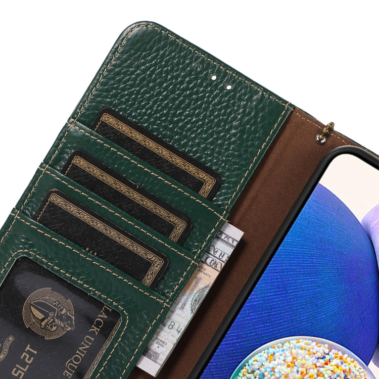 For Motorola Moto G75 5G Genuine Leather Litchi Texture RFID Leather Phone Case(Green)