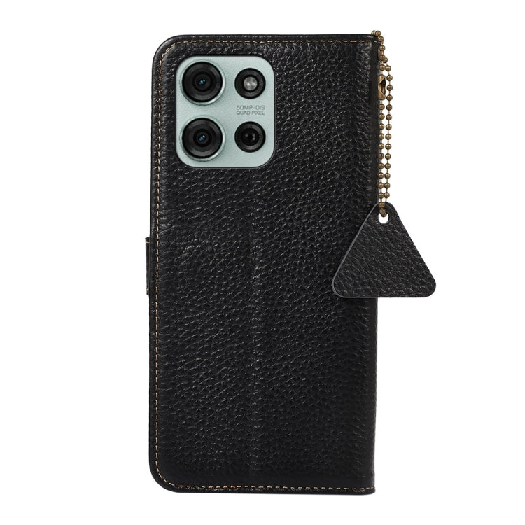For Motorola Moto G75 5G Genuine Leather Litchi Texture RFID Leather Phone Case(Black) - free shipping - PMC TechLife - Order now!