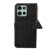 For Motorola Moto G75 5G Genuine Leather Litchi Texture RFID Leather Phone Case(Black)
