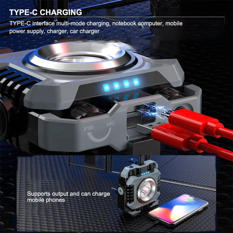 KXK-786 Multifunctional Floodlight Spotlight Outdoor Portable Working Light(Grey Black) - Floodlights by PMC Jewellery | Online Shopping South Africa | PMC Jewellery | Buy Now Pay Later Mobicred